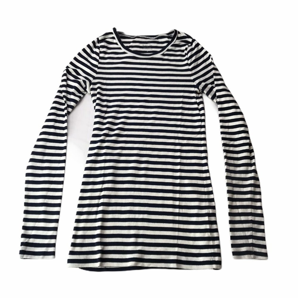 J. Crew The Perfect Fit Shirt Black White Stripe S